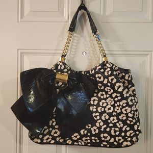 SALE Large black and white purse
